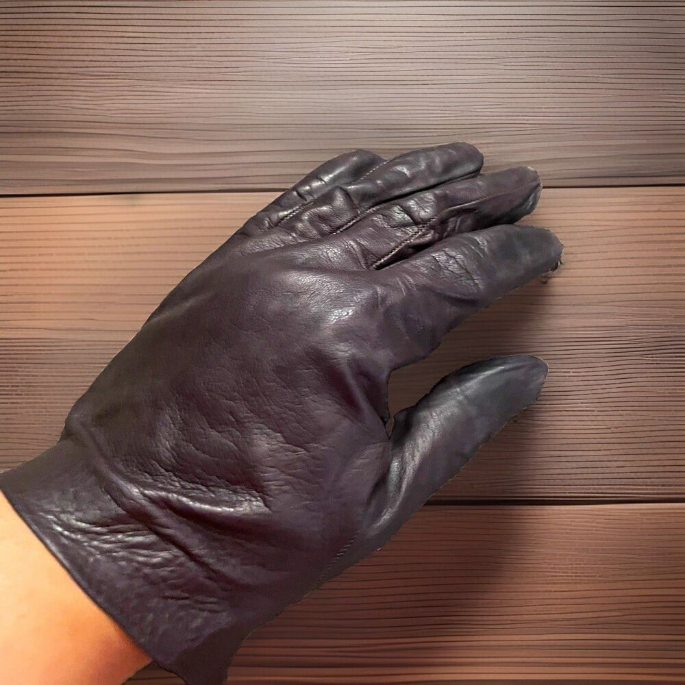 Women's Brown Leather Wrist-Length Gloves Solid Classic Casual One Size